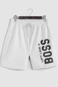 Shorts in White color with Lift Like A Big Boss stamp