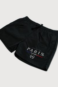 Swimming Shorts in Black Color with Paris Crowned Print