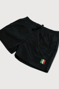 Swimming Shorts in Black Color with Italy Painted Stripe Print