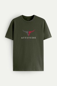 T-Shirt in Khaki color with Goat Attitude Print