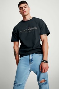 T-Shirt in Iron Grey color with Saint Tropez Riviera Print