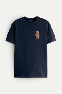 T-Shirt in Blue color with Teddys Opinion Print