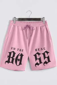 Shorts in Pink color with I Am The Real Boss stamp
