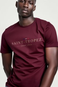 T-Shirt in Bordeaux color with Saint Tropez Riviera Print