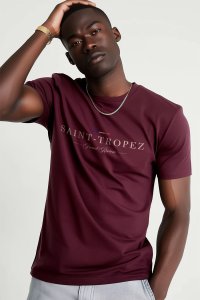 T-Shirt in Bordeaux color with Saint Tropez Riviera Print