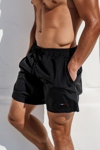Swimming Shorts in Black Color with French Stripe Print