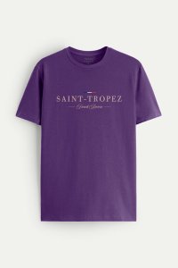 T-Shirt in Purple color with Saint Tropez Riviera Print