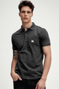 Polo Shirt Slim Fit in Iron Grey Color with Be Crazy stamp