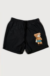 Swimming Shorts in Black Color with Cest La Vie Teddy Print