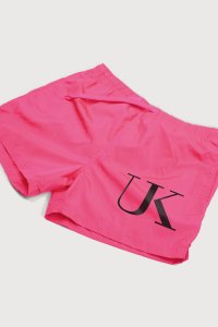 Swimming Shorts in Pink Color with UK Logo Oversized Print