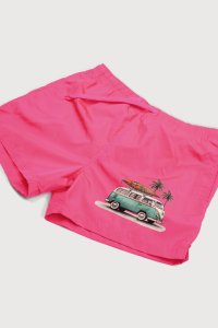 Swimming Shorts in Pink Color with Surfing Van Print