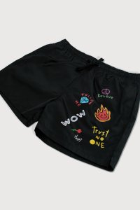 Swimming Shorts in Black Color with Wow Believe Me Print