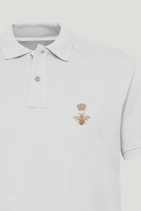 Polo Shirt Slim Fit in White Color with Bee King stamp