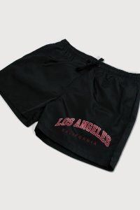 Swimming Shorts in Black Color with Red Los Angeles Print