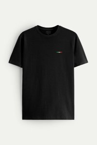 T-Shirt in Black color with Italian Stripe Print