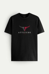 T-Shirt in Black color with Goat Attitude Print