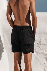 Swimming Shorts in Black Color with French Stripe Print