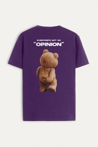 T-Shirt in Purple color with Teddys Opinion Print