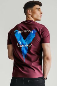 T-Shirt in Bordeaux color with Your Own Paradise Print