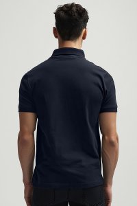 Polo Shirt Slim Fit in Blue Color with French Stripe stamp