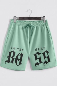 Shorts in Light Green color with I Am The Real Boss stamp