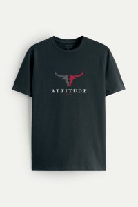 T-Shirt in Iron Grey color with Goat Attitude Print