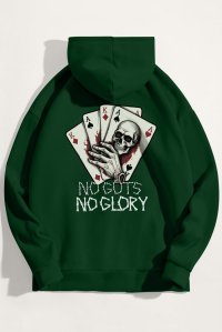 Hoodie in Green Color with No Guts No Glory Print