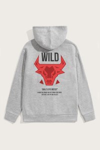 Hoodie in Grey Color with Bulls Eye Print