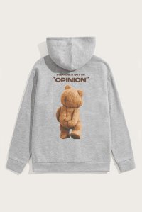 Hoodie in Grey Color with Everyones Got An Opinion Print