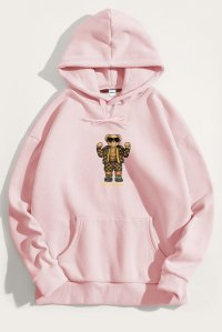 Hoodie in Pink Color with Rich Flex Teddy Print