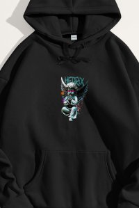 Hoodie in Black Color with Anarchy Angel Print