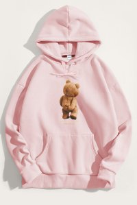 Hoodie in Pink Color with Teddys Opinion Print