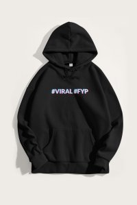 Hoodie in Black Color with Viral Fyp Print