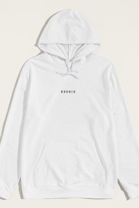 Hoodie in White Color with Minimal Hedrix Print