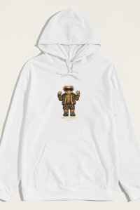Hoodie in White Color with Rich Flex Teddy Print