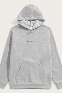 Hoodie in Grey Color with Minimal Hedrix Print