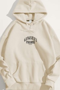 Hoodie in Ecru Color with Gangstas Paradise Print