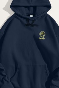 Hoodie in Blue Color with Rebel Smiley Print