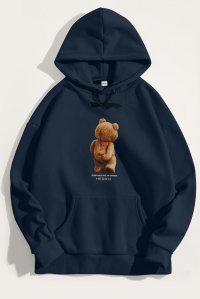 Hoodie in Blue Color with Teddys Opinion Print
