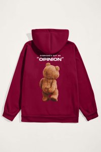 Hoodie in Bordeaux Color with Everyones Got An Opinion Print