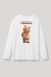 Long Sleeve T-shirt in White Color with Everyones Got An Opinion Print