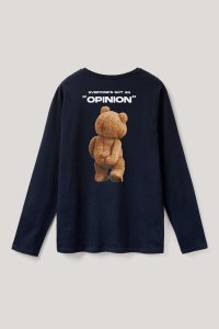 Long Sleeve T-shirt in Blue Color with Everyones Got An Opinion Print