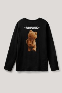 Long Sleeve T-shirt in Black Color with Everyones Got An Opinion Print