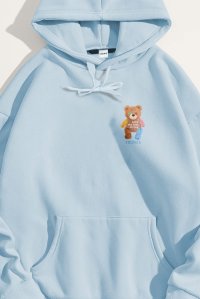 Hoodie in Sky Blue Color with Lovely Teddy Print
