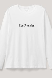 Long Sleeve T-shirt in White Color with LA Rules Print