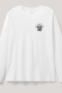 Long Sleeve T-shirt in White Color with No Guts No Glory Print