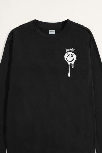 Sweatshirt in Black Color with Slime Smiley Print