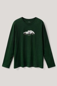 Long Sleeve T-shirt in Green Color with Fastest Beetle Print