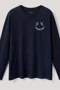 Long Sleeve T-shirt in Blue Color with Stand Out Teddy Print