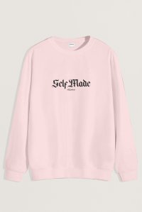 Sweatshirt in Pink Color with Self Made Man Print